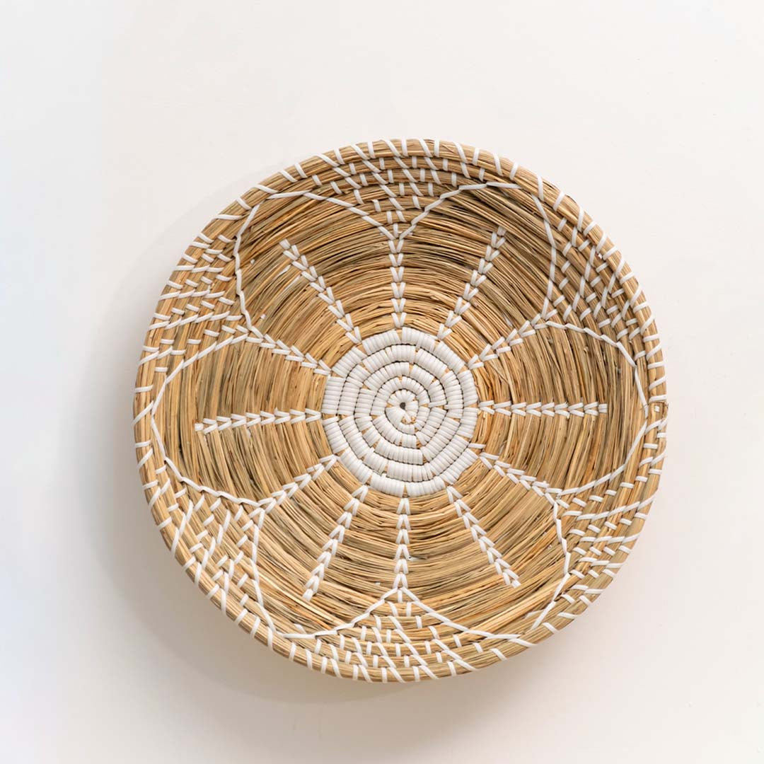 Yuto Handwoven Sabai Grass Hanging Wall Basket White - Large