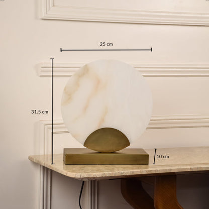 Designer marble lamp measuring 31.5 cm in height and 25 cm in width perfect for accent lighting in sophisticated interior decor.