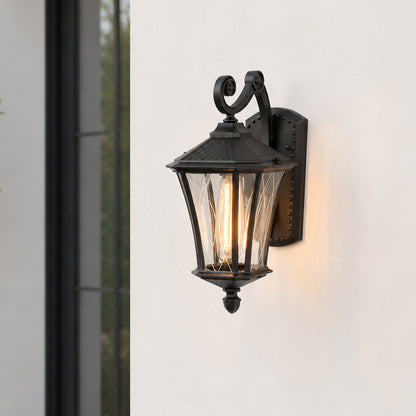 Abaca Downward Tinted Blue Outdoor Wall Light - Medium