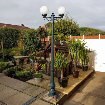 Decorative outdoor street lamp styled in garden landscape for elegant exterior decor ambiance.