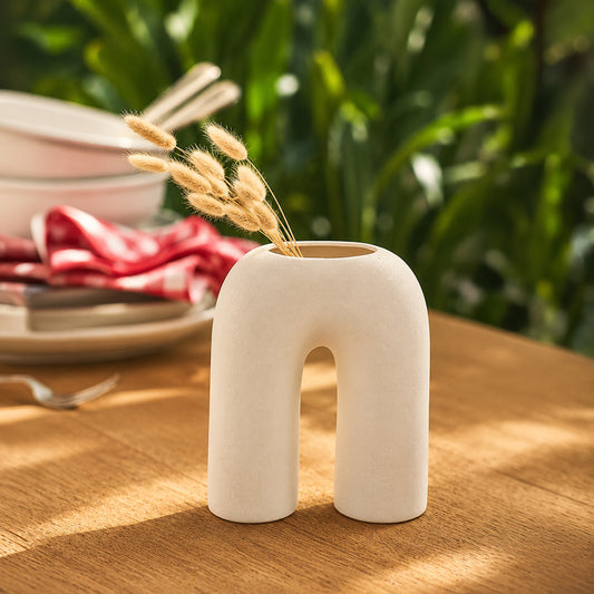 Abstract Inverted U-Shaped Ceramic Flower Vase