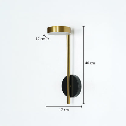 Modern black and gold metal wall light with 41cm height 17cm width and 13cm depth for stylish home interiors decoration.