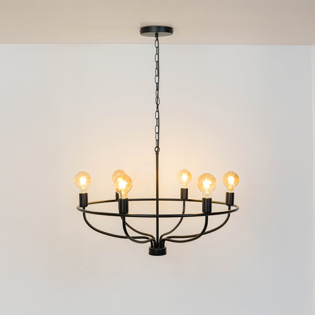 Aiwen 6-Light Industrial Chandelier - Black