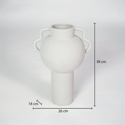 White ceramic floor vase dimension image with 36 cm height and 25 cm width for elegant home decor.