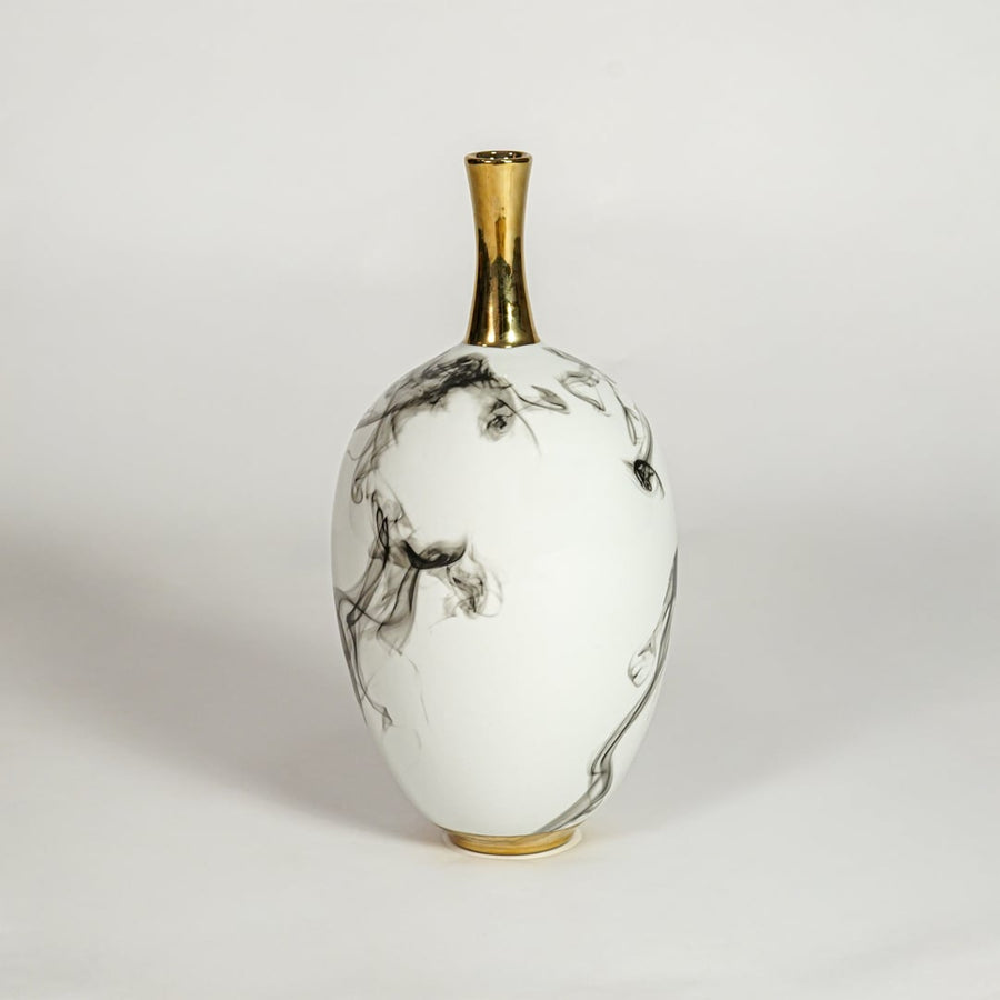 almond ceramic vase small white background 1