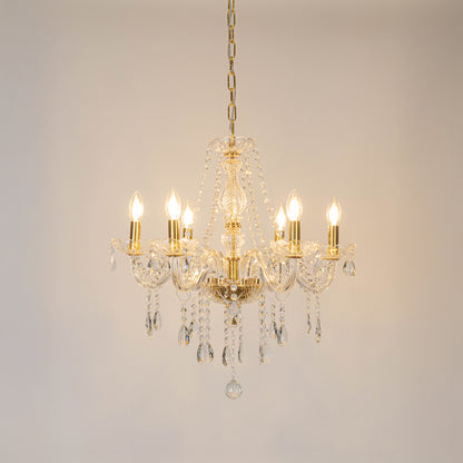 Amara 6-Light Victorian Candle Chandelier - Transaprent & Gold