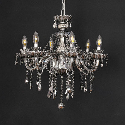 Black crystal chandelier displayed on black background showcasing bold luxury style for elegant ceiling decor.