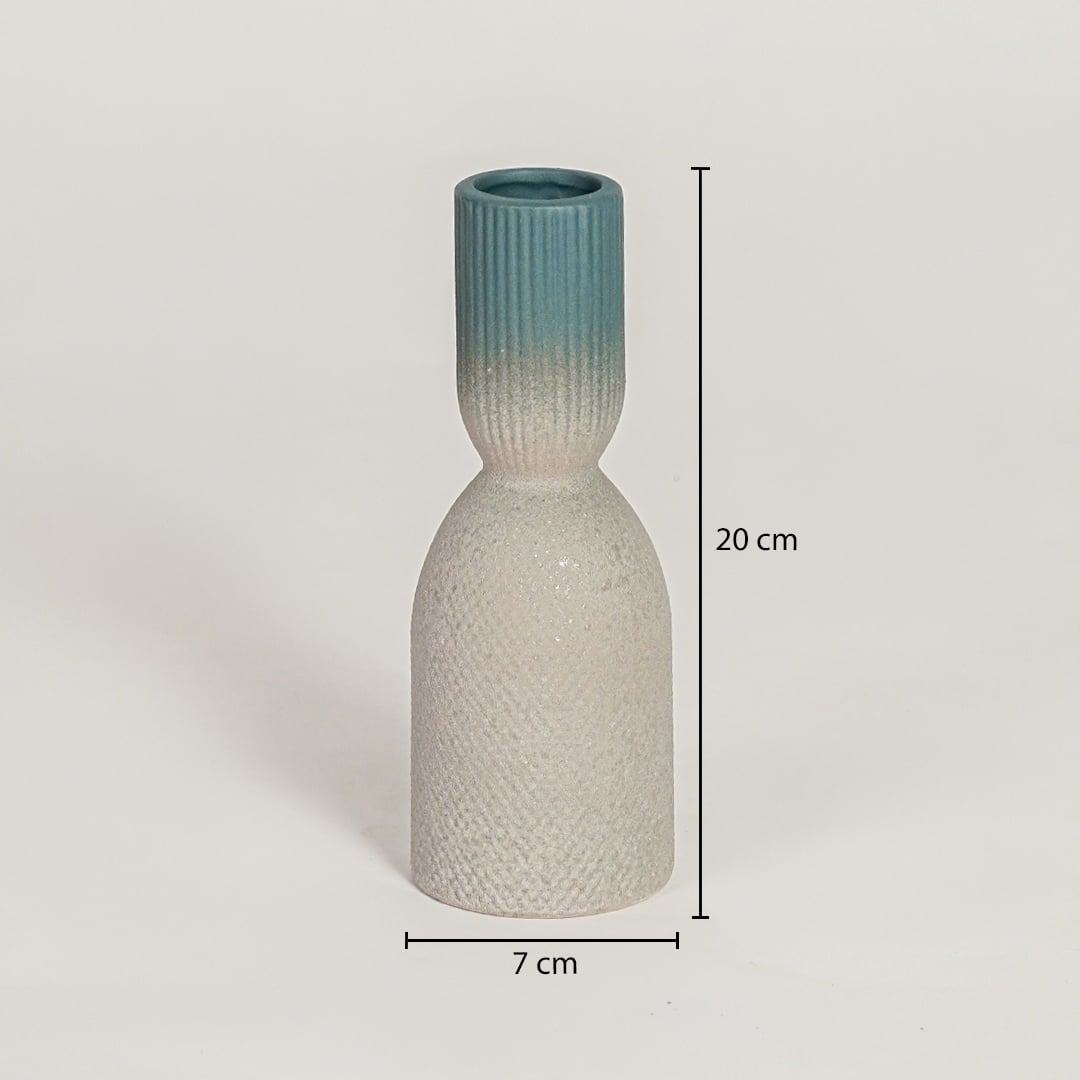 Aphrodite ombre ceramic vase measuring 20 cm height and 7 cm width ideal for elegant shelf or console decor placement