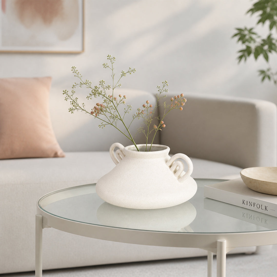 Arched Rainbow Handle Sculptural Ceramic Vase