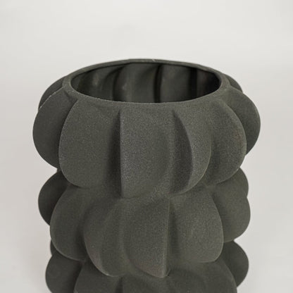 Black ceramic decorative vase with sculpted bubble texture perfect for elegant dried floral display and stylish interior decor.