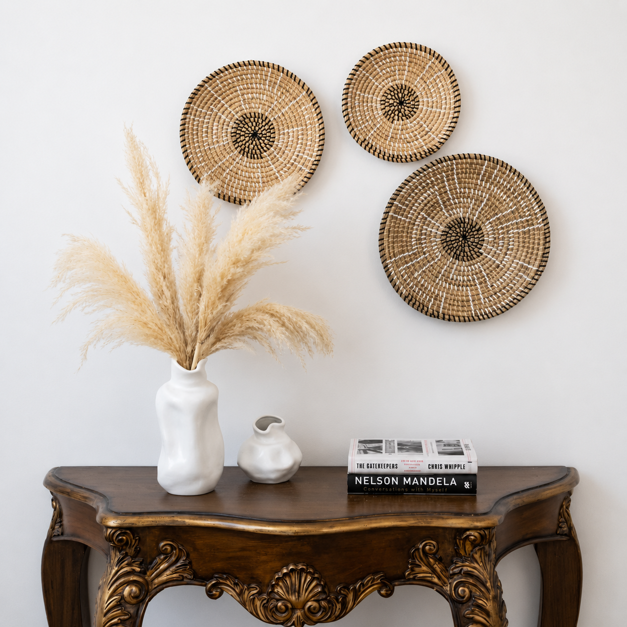 Aria Handwoven Sabai Grass Hanging Wall Basket Beige - Medium