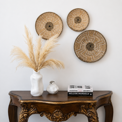 Aria Handwoven Sabai Grass Hanging Wall Basket Beige - Medium