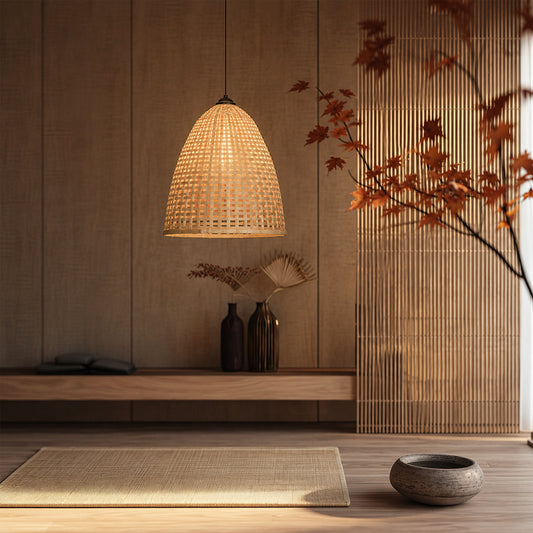 Artisan Handmade Conical Pendant Lamp - Beige