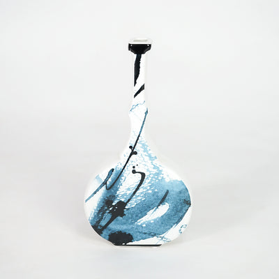 Artisan Ink-Wash Abstract Bottle Vase