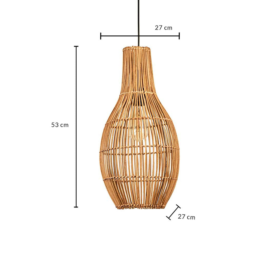Artistic Handwoven Long Hanging Lamp Dimensions