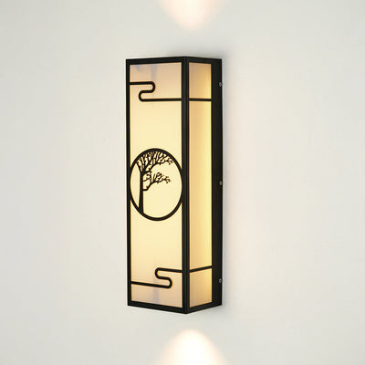 Asian Bonsai Outdoor Wall Mount Sconce