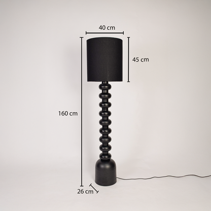 Floor lamp dimensions image showing overall height shade width and base size clearly marked to help plan placement in living room or bedroom spaces.