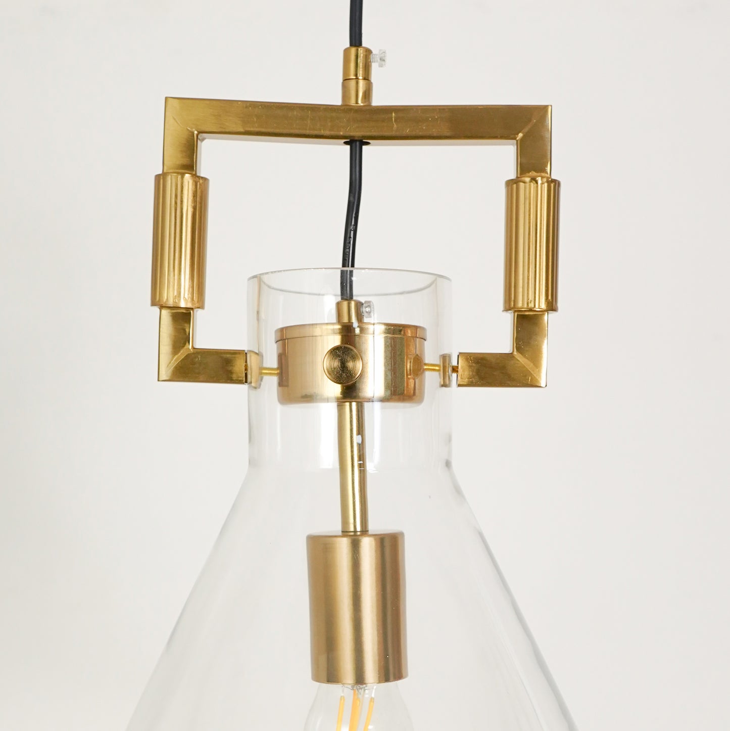 Dimension image of korean inspired globe glass hanging pendant lamp for elegant dining room decor styling and home lighting.