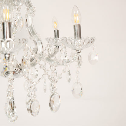 Closeup image of victorian chandelier for elegant living room decor styling with beautiful accents.