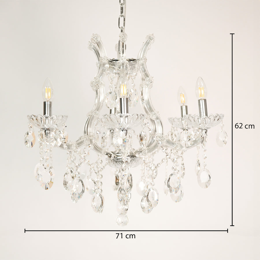 Dimension image of victorian chandelier for modern dining room decor styling with precise size measurement.