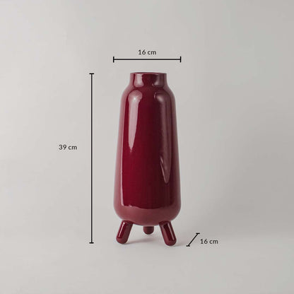 Ceramic decorative vase measuring 39 cm height and 16 cm width designed for tabletop shelf and floor decor placement.