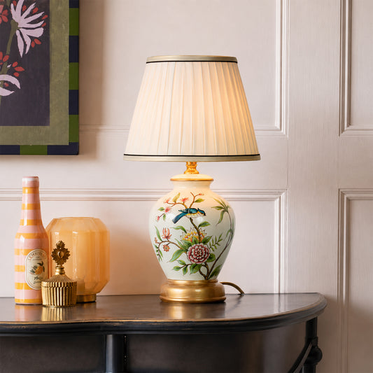 Baldwin White Ceramic Table Lamp with Off-White Shade