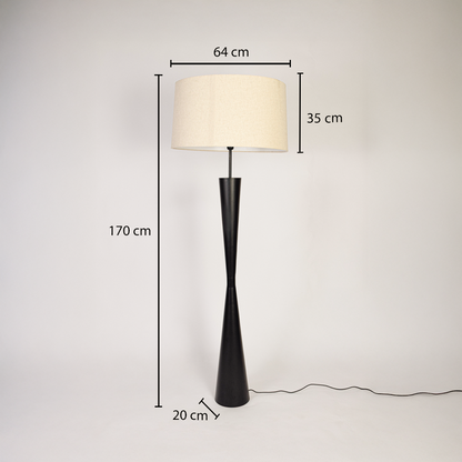 Dimensions image showing floor lamp with total height 170 cm shade width 64 cm shade height 35 cm and round base diameter 20 cm clearly illustrated.