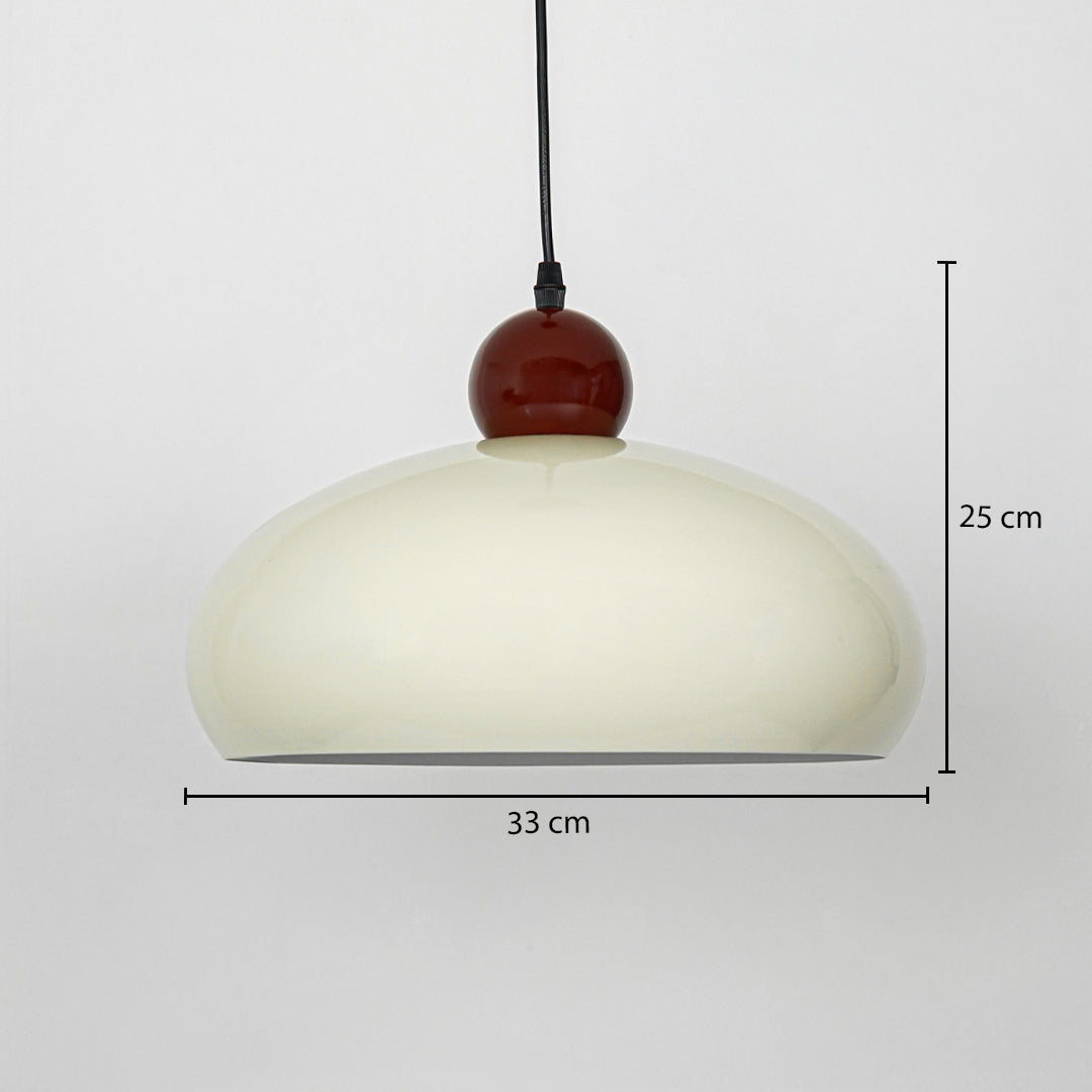 Modern cream pendant light with 25cm height and 33cm width for luxury dining room decor inspiration styling.