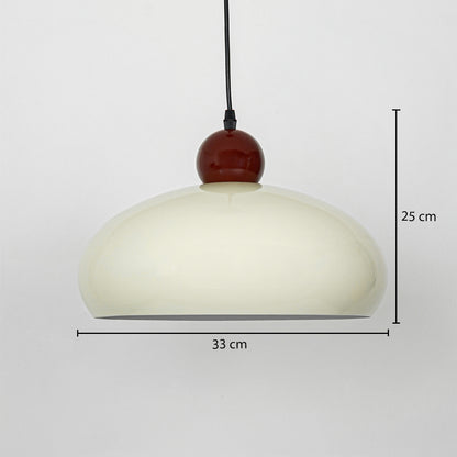 Modern cream pendant light with 25cm height and 33cm width for luxury dining room decor inspiration styling.