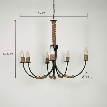 Beach House 6 Light Rope Chandelier