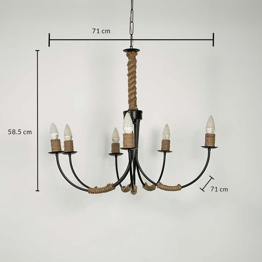 Beach House 6 Light Rope Chandelier