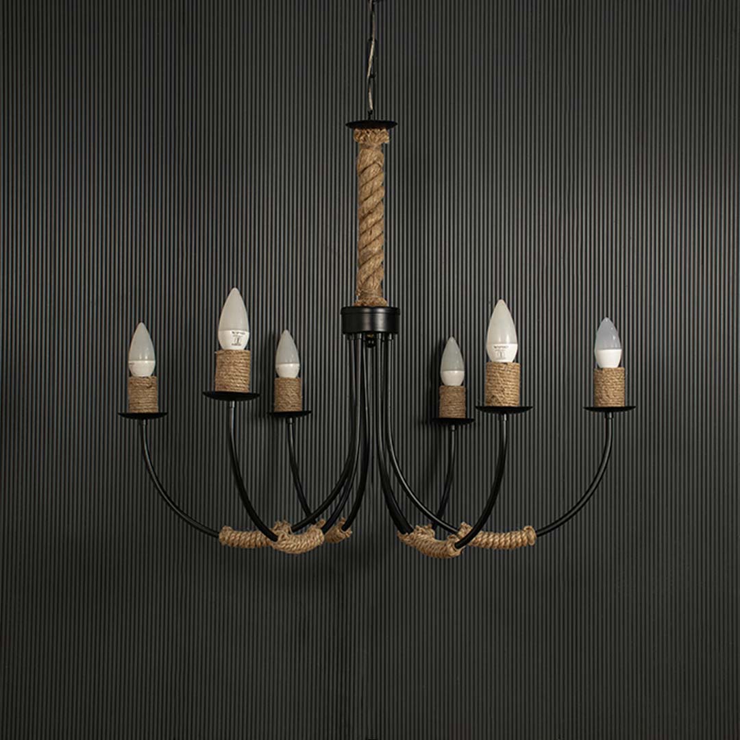 Beach House 6 Light Rope Chandelier