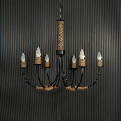 Beach House 6 Light Rope Chandelier