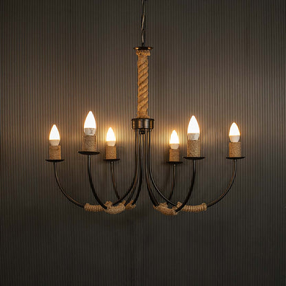 Beach House 6 Light Rope Chandelier