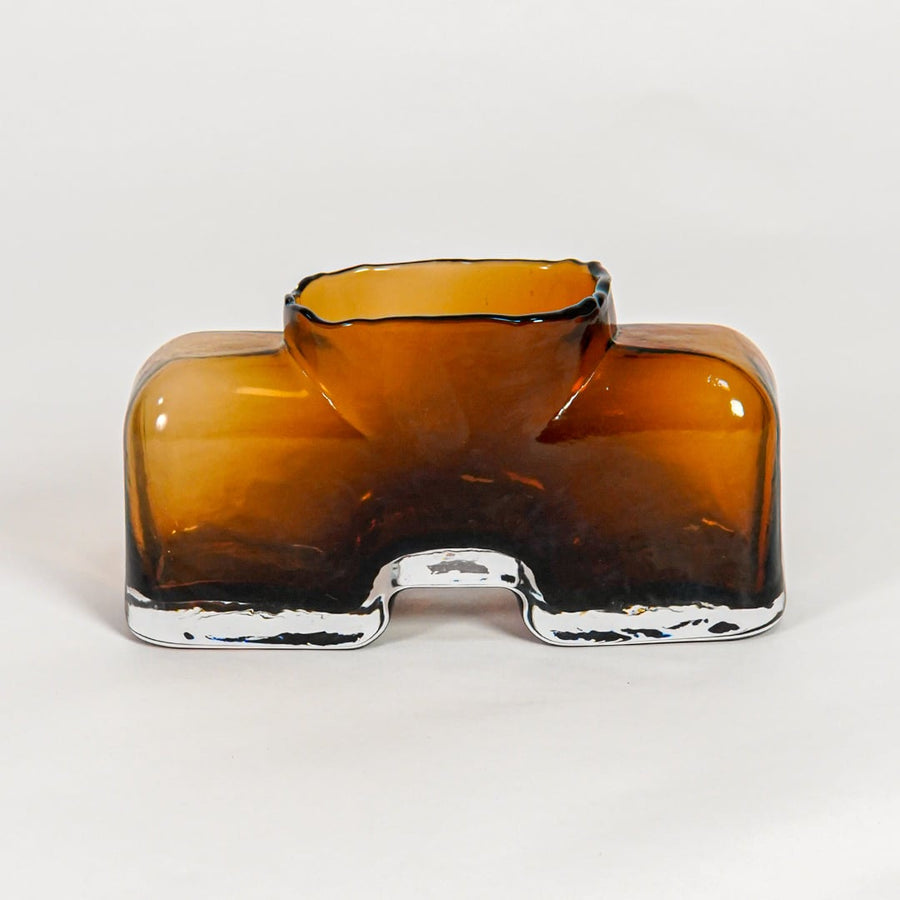 beg style glass vase white background