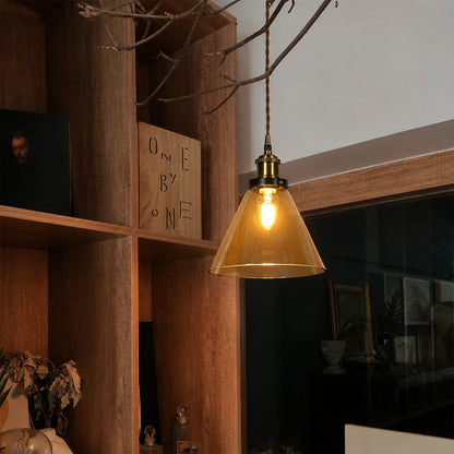Bell Glass Pendant Light - Amber