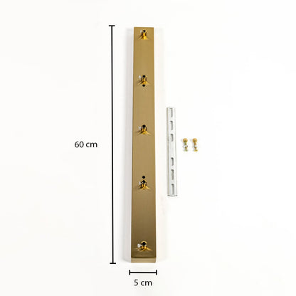 Gold metal ceiling mounting plate dimension image with 5 cm width and 60 cm length for pendant light installation.