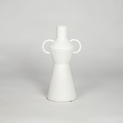Modern white ceramic decorative vase isolated on clean background stylish large flower vase for home decor use.