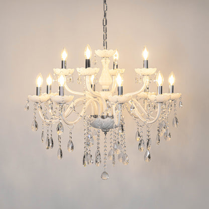 Bezel 12-Light Victorian Candle Chandelier - White