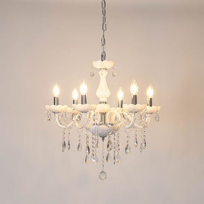 Bezel 6-Light Victorian Candle Chandelier - White