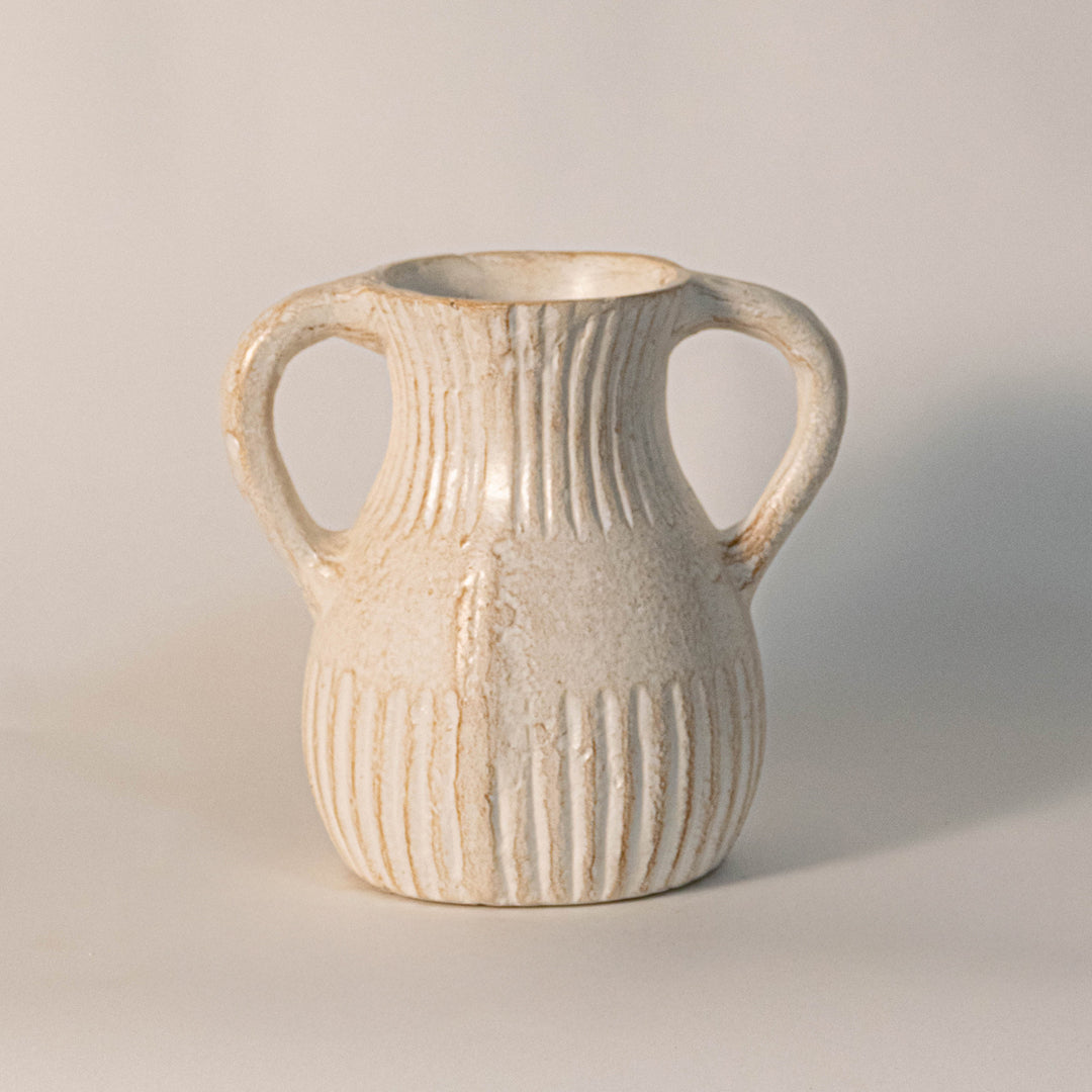 Binx Rustic Terracotta Vase - White