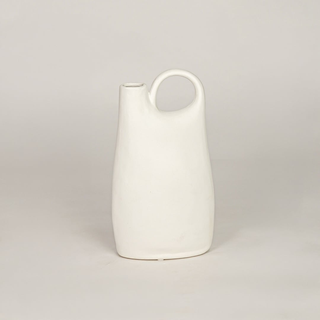 bisque jug ceramic vase white white background