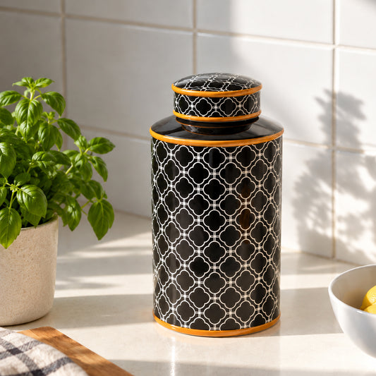 Black Luxe Ceramic Jar - Large