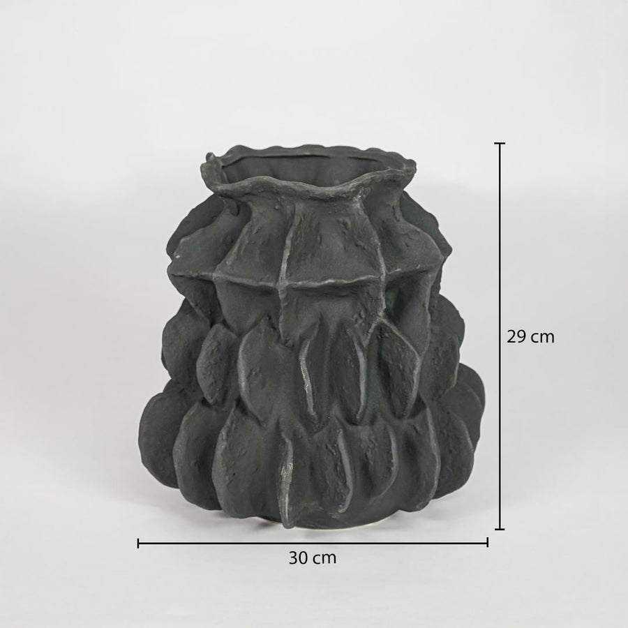 black textured round ceramic vase dimensions