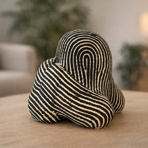 Black & White Striped Ceramic Sculpture