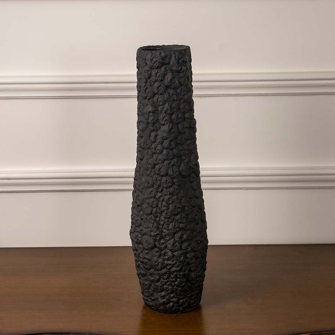 Black Textured Tumbler Vase