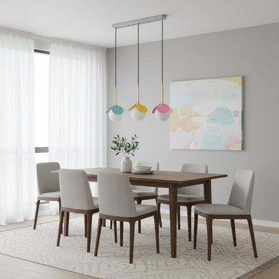 Blanca 3-Light Rectangular Cluster Pendant With Chrome Light Canopy