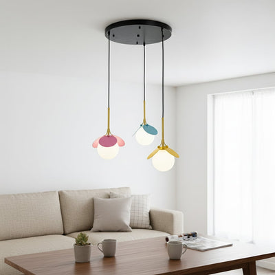 Blanca 3-Light Round Cluster Pendant With Black Light Canopy