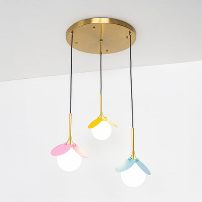Blanca 3-Light Round Cluster Pendant With Gold Light Canopy