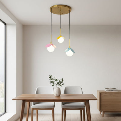 Blanca 3-Light Round Cluster Pendant With Gold Light Canopy